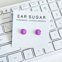 Grape purple stud earrings by Ear Sugar hypoallergenic made in the USA