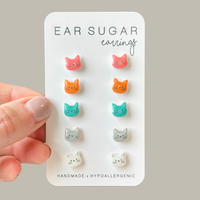 Orange Cat Face stud earrings hypoallergenic made in the USA by Ear Sugar