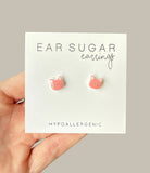 Pink Cat Face stud earrings hypoallergenic made in the USA by Ear Sugar