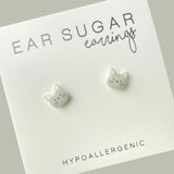 Light Gray Cat Face stud earrings hypoallergenic made in the USA by Ear Sugar