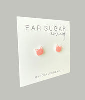 Pink Cat Face stud earrings hypoallergenic made in the USA by Ear Sugar