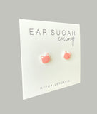 Pink Cat Face stud earrings hypoallergenic made in the USA by Ear Sugar