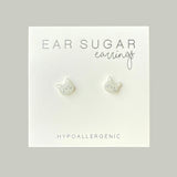 Light Gray Cat Face stud earrings hypoallergenic made in the USA by Ear Sugar