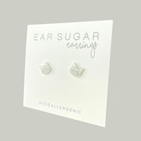 Light Gray Cat Face stud earrings hypoallergenic made in the USA by Ear Sugar