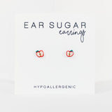Tiny apple slice stud earrings hypoallergenic made in the USA by Ear Sugar