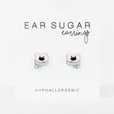 Polar bear stud earrings hypoallergenic made in the USA by Ear Sugar