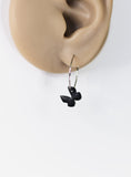 Black clay butterfly hoop hypoallergenic dangle earrings by Ear Sugar