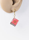 Cute pink books hypoallergenic dangle earrings by Ear Sugar