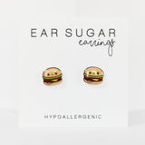 Hamburger food earrings hypoallergenic made in the USA by Ear Sugar