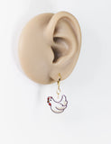 Fun chicken hypoallergenic dangle earrings by Ear Sugar