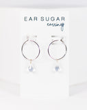 Glass crystal hoop hypoallergenic dangle earrings by Ear Sugar