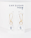 Glass crystal drops in gold hypoallergenic dangle earrings by Ear Sugar