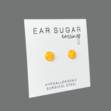 Lemon yellow round stud earrings by Ear Sugar hypoallergenic made in the USA