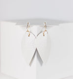Floral and white faux leather leaf dangle earrings by Ear Sugar