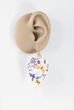 Floral and white faux leather leaf dangle earrings by Ear Sugar