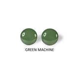 Green Machine dark green stud earrings by Ear Sugar made in the USA