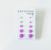 Grape purple stud earrings by Ear Sugar hypoallergenic made in the USA