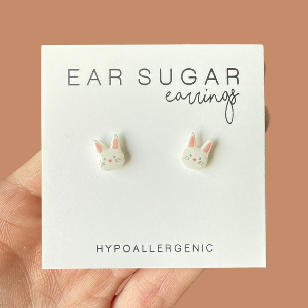 Little Bunnies stud earrings hypoallergenic made in the USA by Ear Sugar
