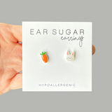 Little Bunny and Carrot stud earrings hypoallergenic made in the USA by Ear Sugar
