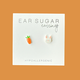 Little Bunny and Carrot stud earrings hypoallergenic made in the USA by Ear Sugar