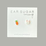 Little Bunny and Carrot stud earrings hypoallergenic made in the USA by Ear Sugar
