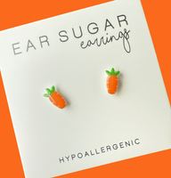 Little Carrots stud earrings hypoallergenic made in the USA by Ear Sugar