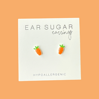 Little Carrots stud earrings hypoallergenic made in the USA by Ear Sugar