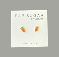 Little Carrots stud earrings hypoallergenic made in the USA by Ear Sugar