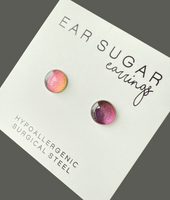 Crystal Ball round stud earrings by Ear Sugar hypoallergenic made in the USA