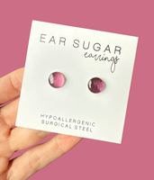 Crystal Ball round stud earrings by Ear Sugar hypoallergenic made in the USA