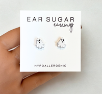 Ghost stud earrings hypoallergenic made in the USA by Ear Sugar