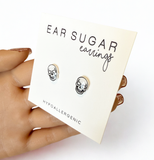 Halloween Skull stud earrings hypoallergenic made in the USA by Ear Sugar