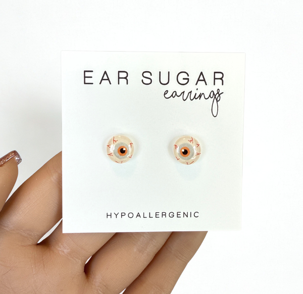 Creepy Eyeballs stud earrings hypoallergenic made in the USA by Ear Sugar