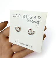 Funny Chicken earrings hypoallergenic made in the USA by Ear Sugar (Copy)