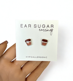 Cute coffee stud earrings hypoallergenic made in the USA by Ear Sugar