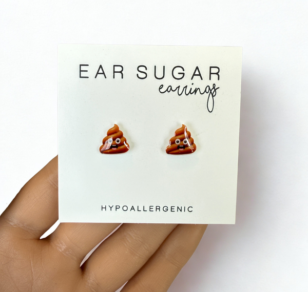 Funny Poop earrings hypoallergenic made in the USA by Ear Sugar