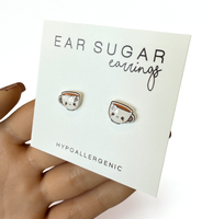 Cute Tea cup stud earrings hypoallergenic made in the USA by Ear Sugar