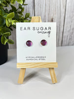 Crystal Ball round stud earrings by Ear Sugar hypoallergenic made in the USA