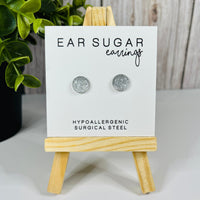 Stardust silver glitter surgical steel earrings by Ear Sugar made in the USA