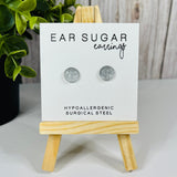 Stardust silver glitter surgical steel earrings by Ear Sugar made in the USA