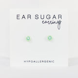 Ear sugar earrings on a white background with 'Hypoallergenic' text.