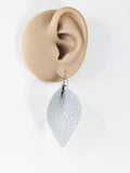 Grey bubbles faux leather leaf dangle earrings by Ear Sugar