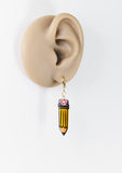 Cute pencils hypoallergenic dangle earrings by Ear Sugar