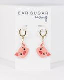 Cute pig head hypoallergenic dangle earrings by Ear Sugar