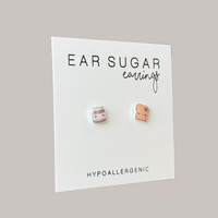 Chocolate and Toast stud earrings hypoallergenic made in the USA by Ear Sugar