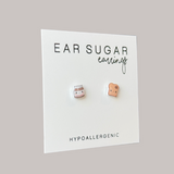 Chocolate and Toast stud earrings hypoallergenic made in the USA by Ear Sugar