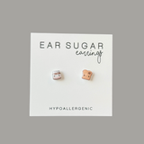 Chocolate and Toast stud earrings hypoallergenic made in the USA by Ear Sugar