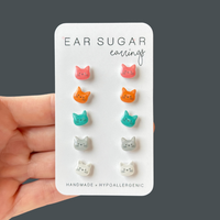 Orange Cat Face stud earrings hypoallergenic made in the USA by Ear Sugar