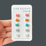 Orange Cat Face stud earrings hypoallergenic made in the USA by Ear Sugar