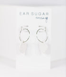 Stone polymer clay charm hoop hypoallergenic dangle earrings by Ear Sugar